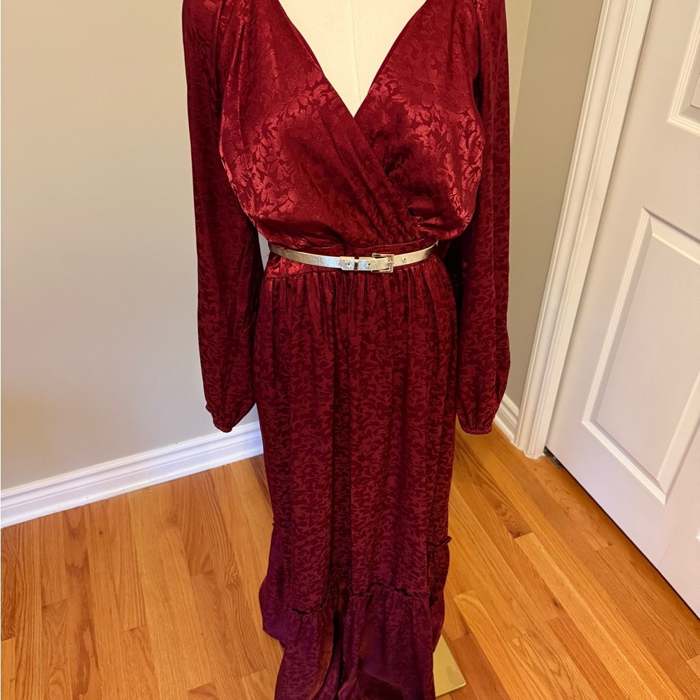 Express Deep Red Long Sleeve Dress